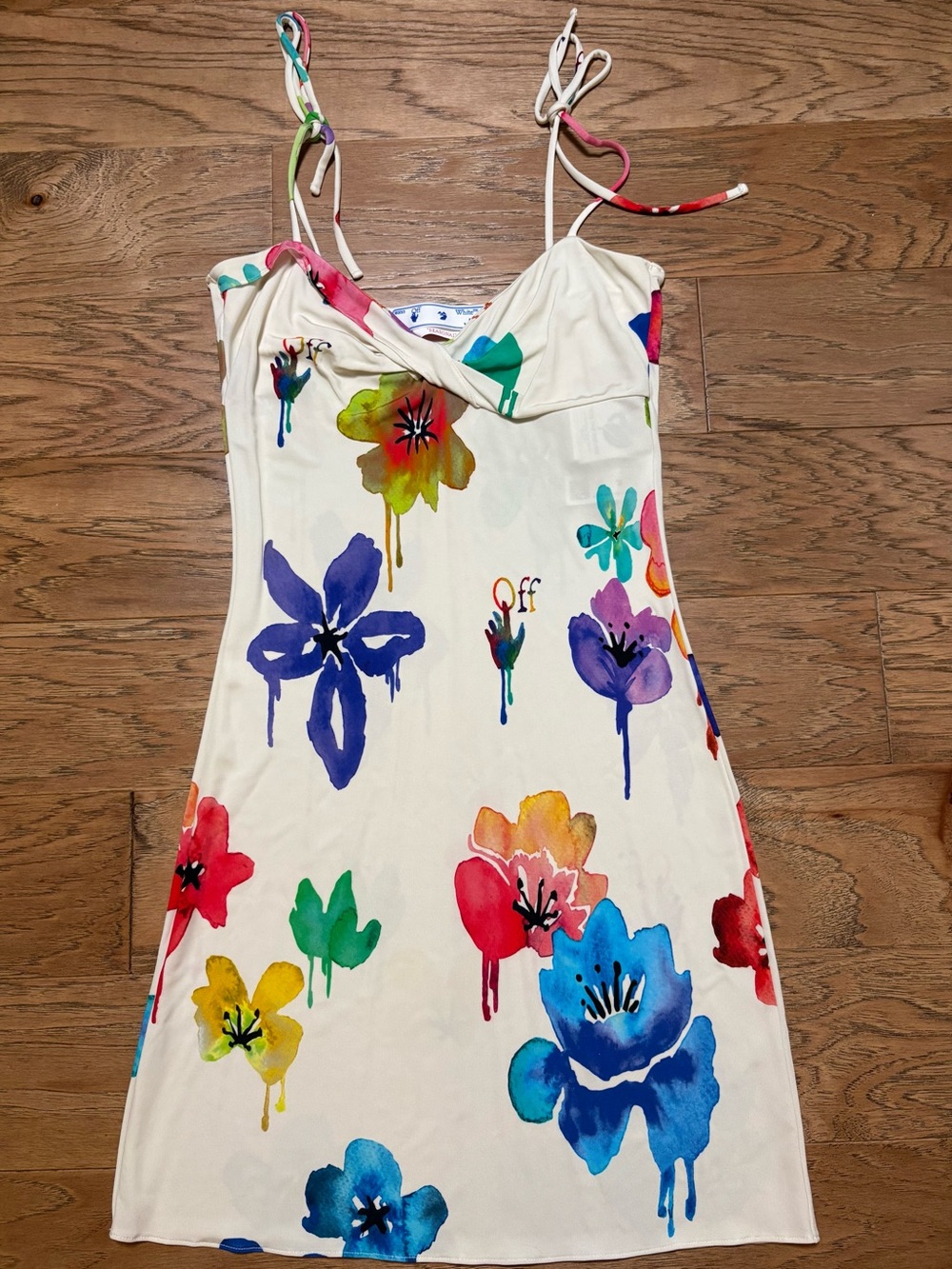 Off-White Watercolor Floral Slip Dress
